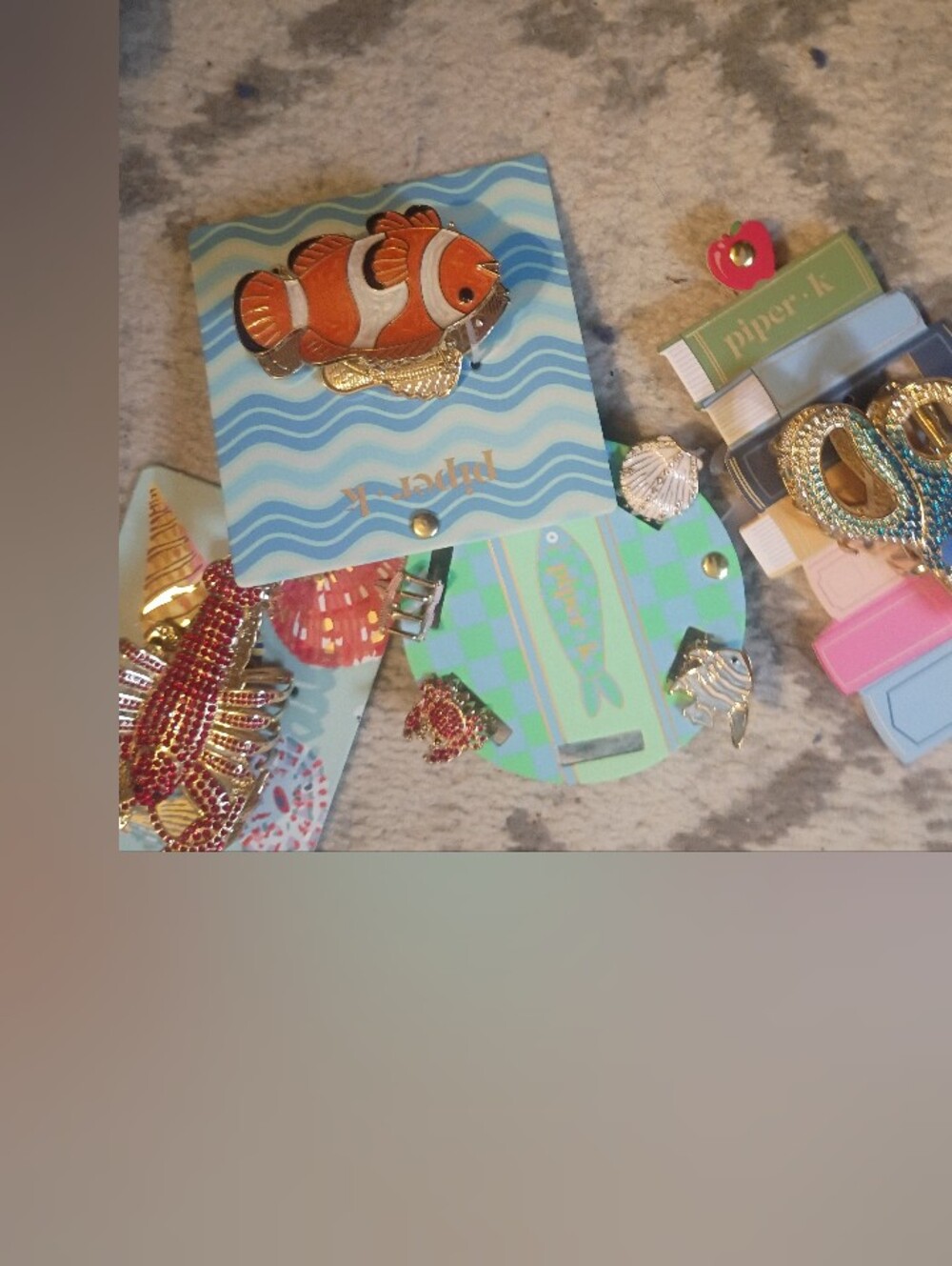 Piper K Hair Clip Set - Orange, Pink & Blue Accents